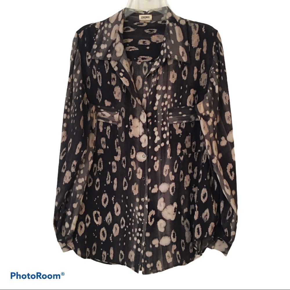 L’agence leopard animal print chest pockets shirt